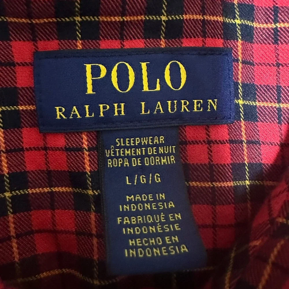 Polo Ralph Lauren Mens Red Plaid Sleepwear Pajama Shirt L M01HF2